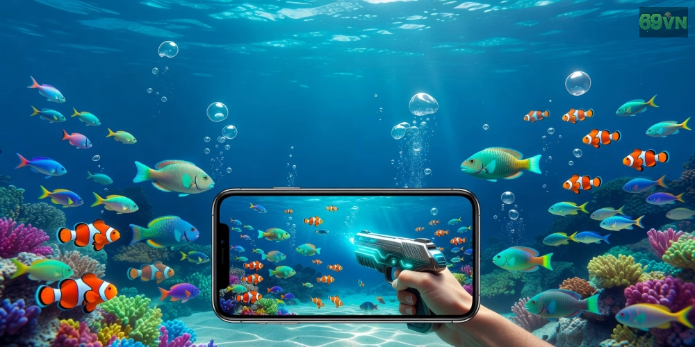 Minh họa giao diện bắn cá online 69vn với đồ họa sống động và các loài cá đa dạng