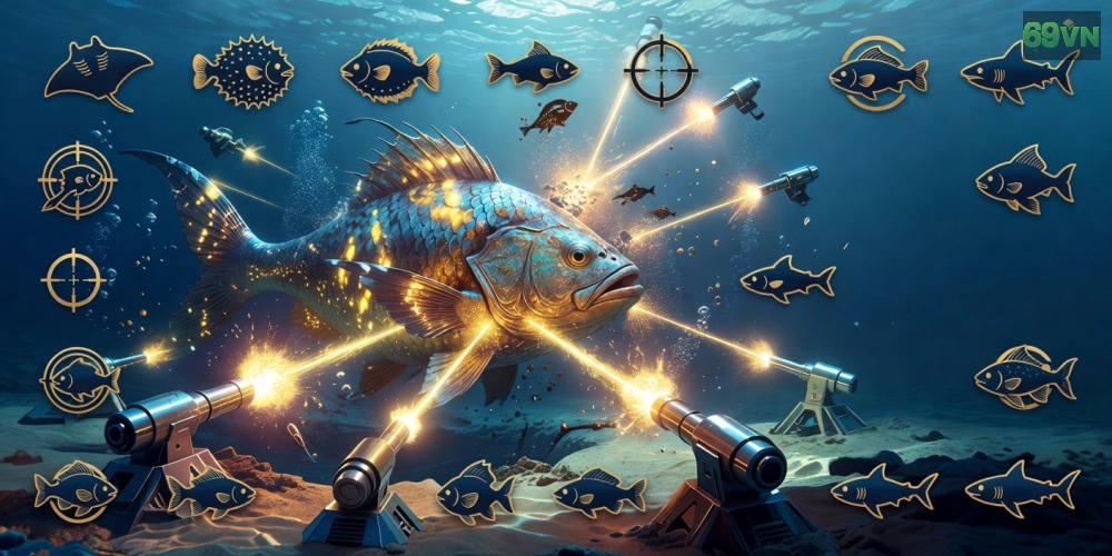 Top game bắn cá miễn phí 69vn với hình ảnh boss cá khổng lồ và súng bắn mạnh mẽ