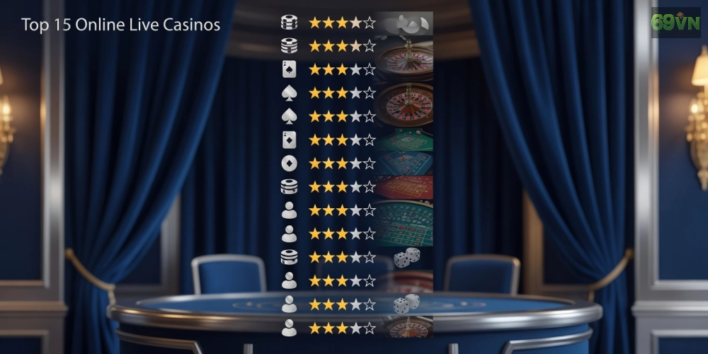 Top 15 casino live house 69vn uy tín nhất năm 2025 với logo và đánh giá sao