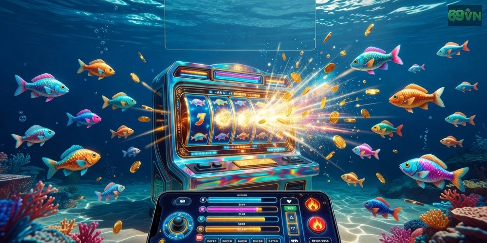 Hình minh họa trò chơi bắn cá nổ hũ 69vn với đồ họa sống động và jackpot hấp dẫn